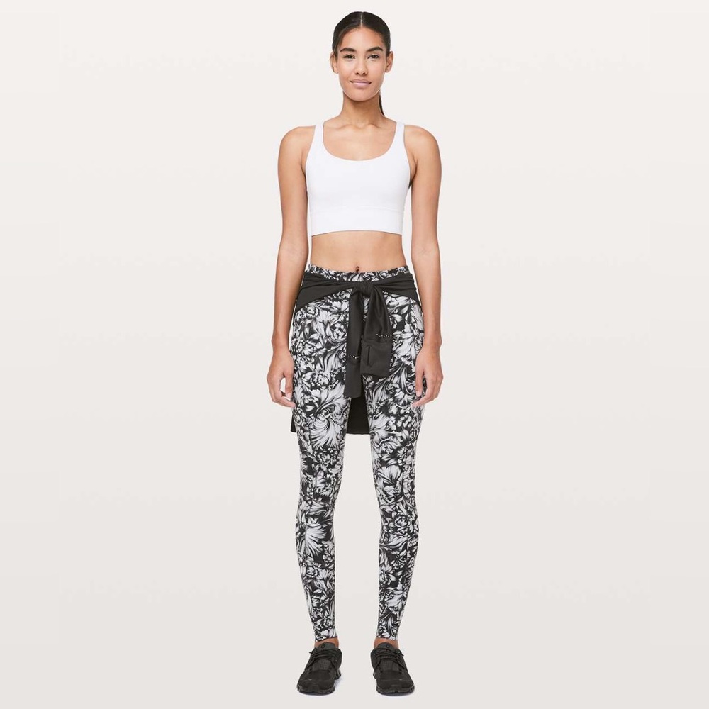 Lululemon Fast & Free Crop II Legging *Nulux 28” Night Garden Ice Grey Black - Picture 12 of 14